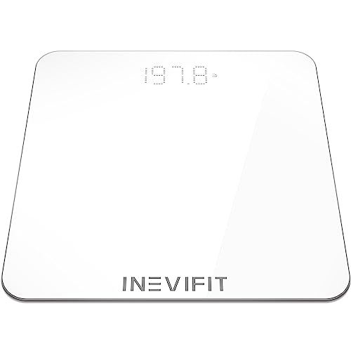 ميزان حمام INEVIFIT دقيق للغاية ميزان جسم رقمي يقيس الوزن حتى 400 رطل يشمل البطاريات